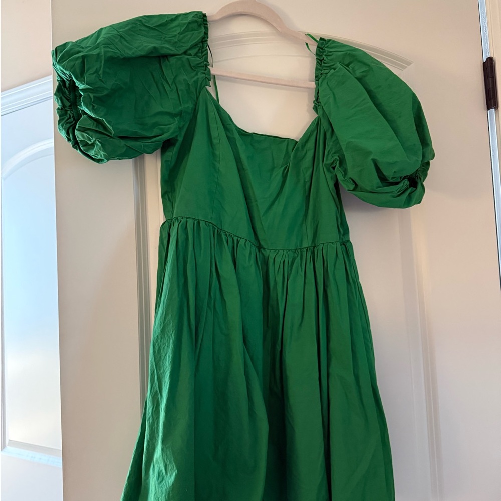 Green Puff Sleeve Dress